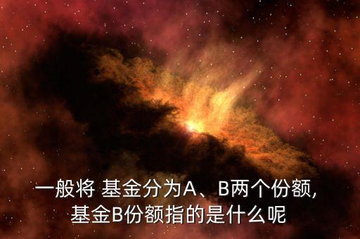 一般將 基金分為A、B兩個份額, 基金B(yǎng)份額指的是什么呢