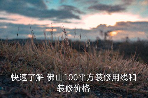 快速了解 佛山100平方裝修用線和裝修價格