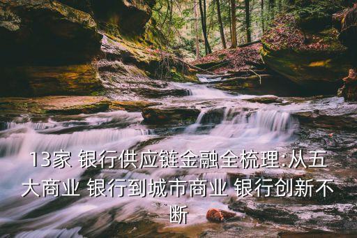 13家 銀行供應(yīng)鏈金融全梳理:從五大商業(yè) 銀行到城市商業(yè) 銀行創(chuàng)新不斷