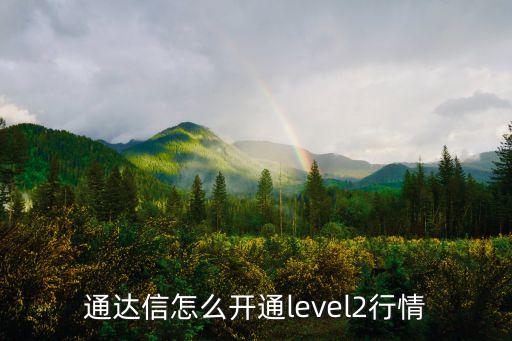 通達(dá)信怎么開通level2行情