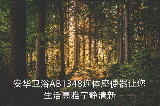 安華衛(wèi)浴AB1348連體座便器讓您生活高雅寧靜清新