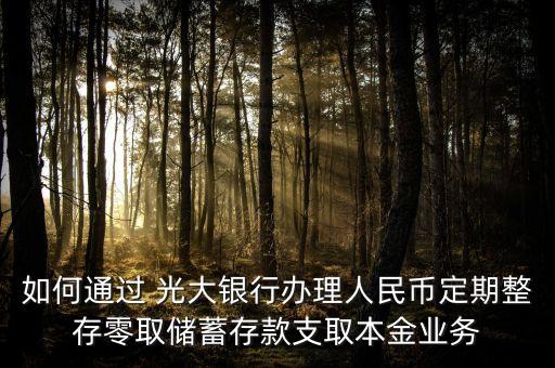 如何通過 光大銀行辦理人民幣定期整存零取儲蓄存款支取本金業(yè)務(wù)