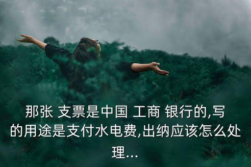 那張 支票是中國(guó) 工商 銀行的,寫的用途是支付水電費(fèi),出納應(yīng)該怎么處理...