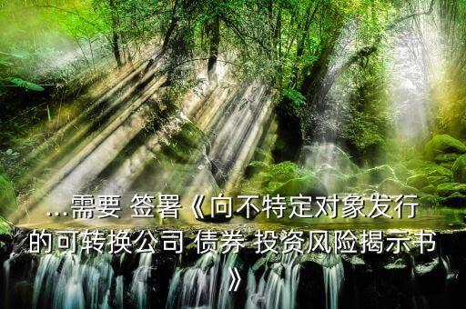 ...需要 簽署《向不特定對(duì)象發(fā)行的可轉(zhuǎn)換公司 債券 投資風(fēng)險(xiǎn)揭示書》