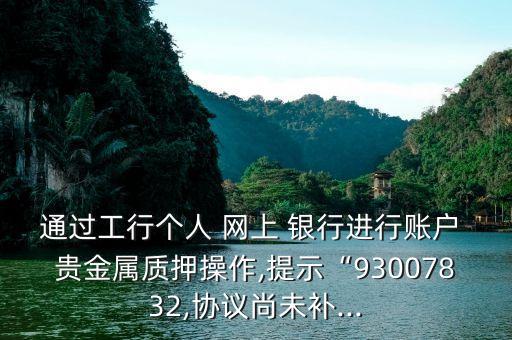 通過工行個(gè)人 網(wǎng)上 銀行進(jìn)行賬戶 貴金屬質(zhì)押操作,提示“93007832,協(xié)議尚未補(bǔ)...