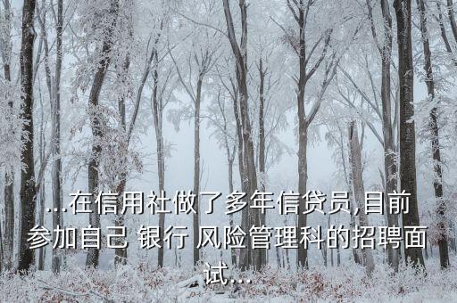 ...在信用社做了多年信貸員,目前參加自己 銀行 風險管理科的招聘面試...