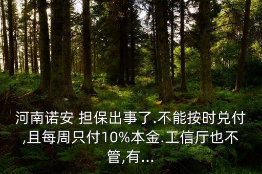 河南諾安 擔(dān)保出事了.不能按時兌付,且每周只付10%本金.工信廳也不管,有...