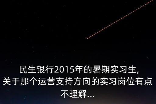  民生銀行2015年的暑期實習(xí)生,關(guān)于那個運營支持方向的實習(xí)崗位有點不理解...