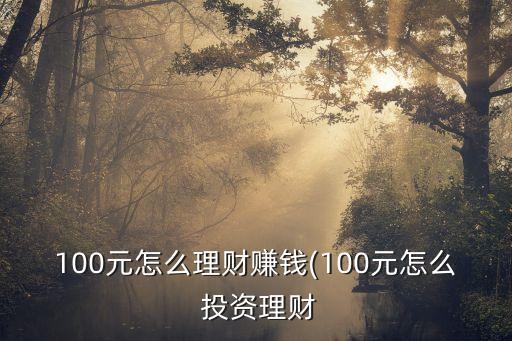 100元怎么理財賺錢(100元怎么 投資理財