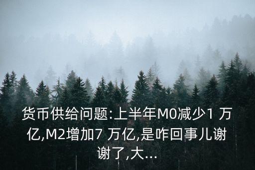 貨幣供給問(wèn)題:上半年M0減少1 萬(wàn)億,M2增加7 萬(wàn)億,是咋回事兒謝謝了,大...