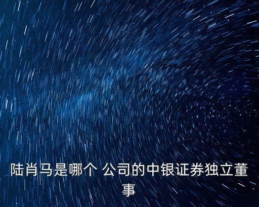 陸肖馬是哪個 公司的中銀證券獨立董事