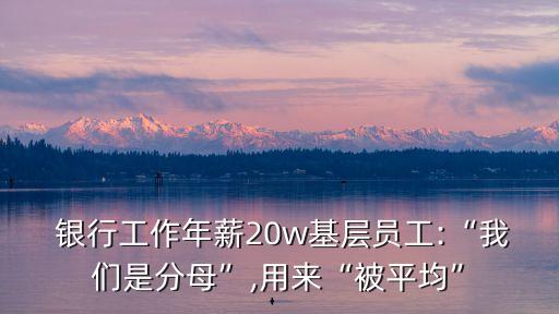  銀行工作年薪20w基層員工:“我們是分母”,用來“被平均”