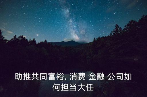 助推共同富裕, 消費 金融 公司如何擔當大任