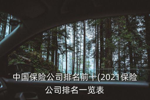 中國保險公司排名前十(2021保險公司排名一覽表