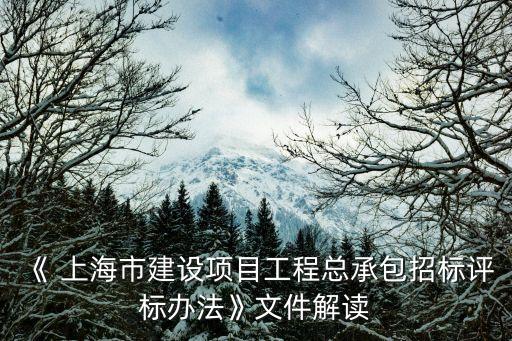 《 上海市建設項目工程總承包招標評標辦法》文件解讀