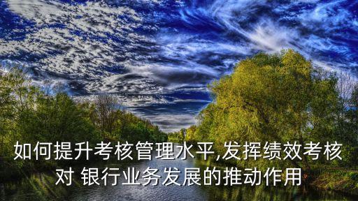 如何提升考核管理水平,發(fā)揮績(jī)效考核對(duì) 銀行業(yè)務(wù)發(fā)展的推動(dòng)作用