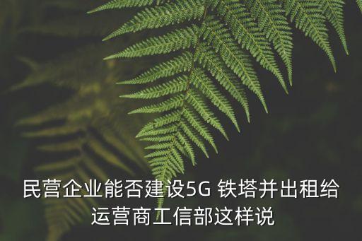 民營企業(yè)能否建設5G 鐵塔并出租給 運營商工信部這樣說