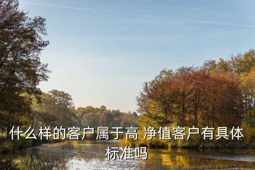 什么樣的客戶屬于高 凈值客戶有具體標(biāo)準(zhǔn)嗎