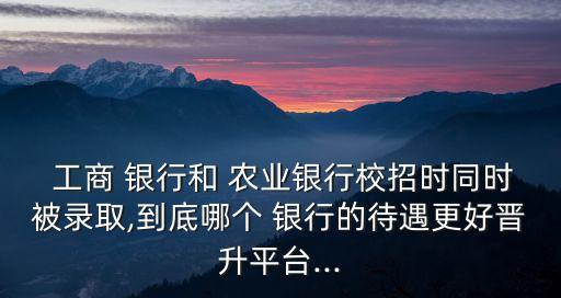  工商 銀行和 農(nóng)業(yè)銀行校招時同時被錄取,到底哪個 銀行的待遇更好晉升平臺...