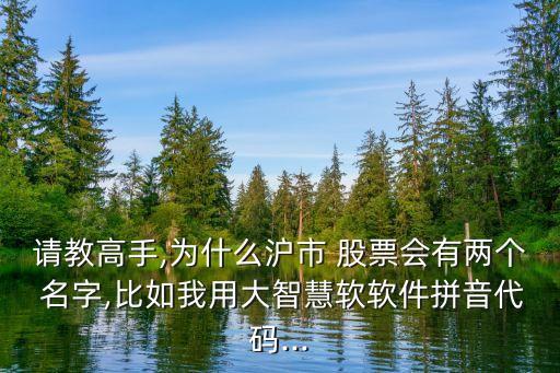 請教高手,為什么滬市 股票會有兩個 名字,比如我用大智慧軟軟件拼音代碼...