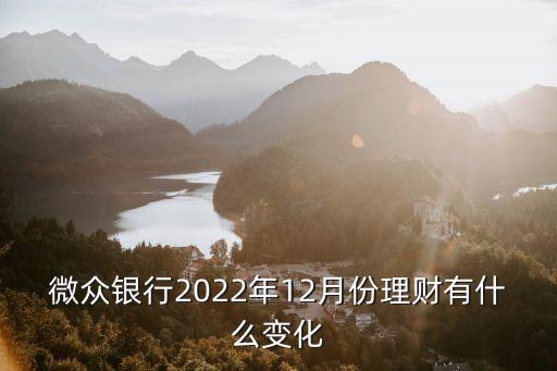 微眾銀行2022年12月份理財(cái)有什么變化