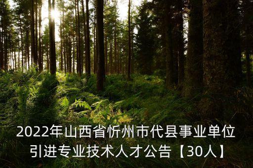 2022年山西省忻州市代縣事業(yè)單位引進專業(yè)技術(shù)人才公告【30人】