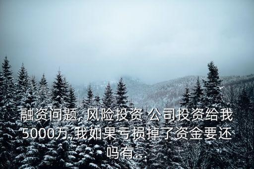 融資問題, 風(fēng)險(xiǎn)投資 公司投資給我5000萬,我如果虧損掉了資金要還嗎有...