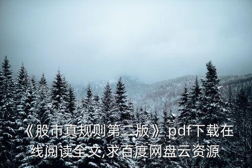 《股市真規(guī)則第二版》 pdf下載在線閱讀全文,求百度網盤云資源