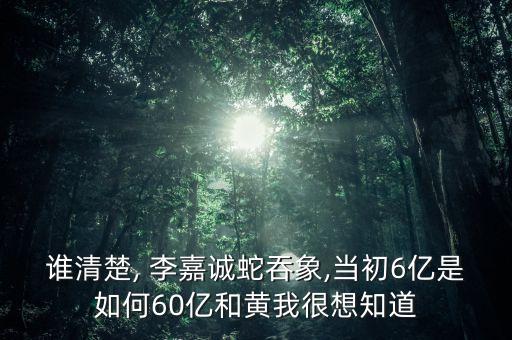 誰清楚, 李嘉誠蛇吞象,當(dāng)初6億是如何60億和黃我很想知道