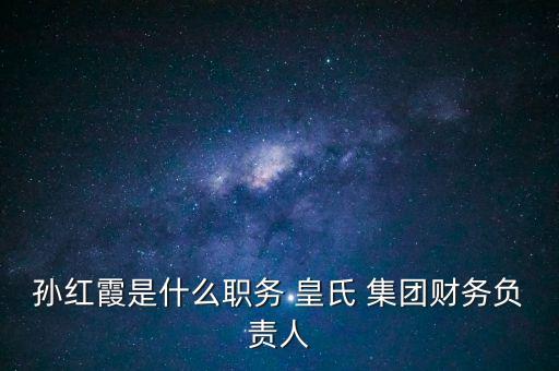 孫紅霞是什么職務(wù) 皇氏 集團(tuán)財(cái)務(wù)負(fù)責(zé)人