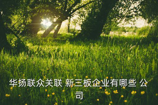 華揚聯(lián)眾關(guān)聯(lián) 新三板企業(yè)有哪些 公司