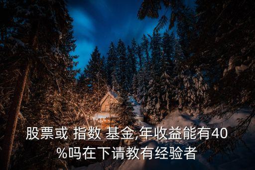 股票或 指數(shù) 基金,年收益能有40%嗎在下請教有經(jīng)驗者