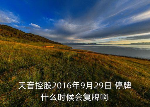 天音控股2016年9月29日 停牌什么時候會復(fù)牌啊