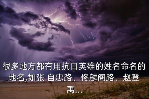 很多地方都有用抗日英雄的姓名命名的地名,如張 自忠路、佟麟閣路、趙登禹...