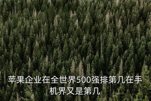 蘋果企業(yè)在全世界500強排第幾在手機界又是第幾