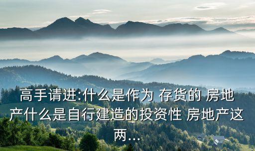 高手請進:什么是作為 存貨的 房地產什么是自行建造的投資性 房地產這兩...