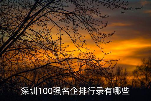 深圳100強(qiáng)名企排行錄有哪些