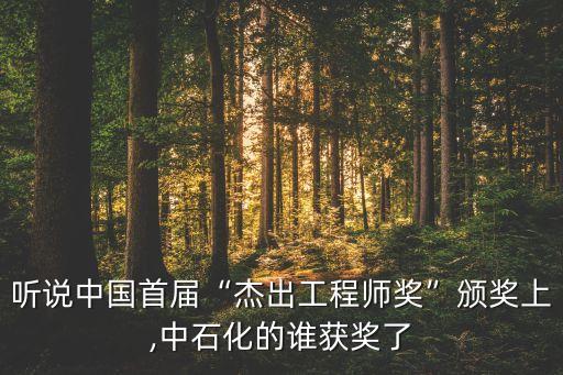 聽(tīng)說(shuō)中國(guó)首屆“杰出工程師獎(jiǎng)”頒獎(jiǎng)上,中石化的誰(shuí)獲獎(jiǎng)了