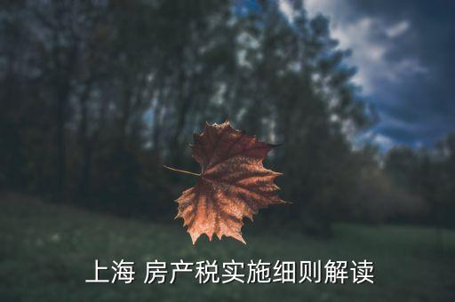  上海 房產稅實施細則解讀