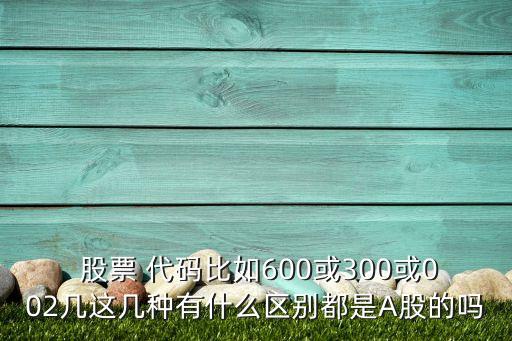  股票 代碼比如600或300或002幾這幾種有什么區(qū)別都是A股的嗎