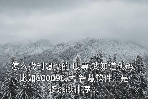 怎么找到想買的 股票,我知道代碼,比如600898,大 智慧軟件上是按漲跌排序...