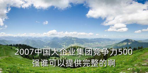 2007中國(guó)大企業(yè)集團(tuán)競(jìng)爭(zhēng)力500強(qiáng)誰(shuí)可以提供完整的啊