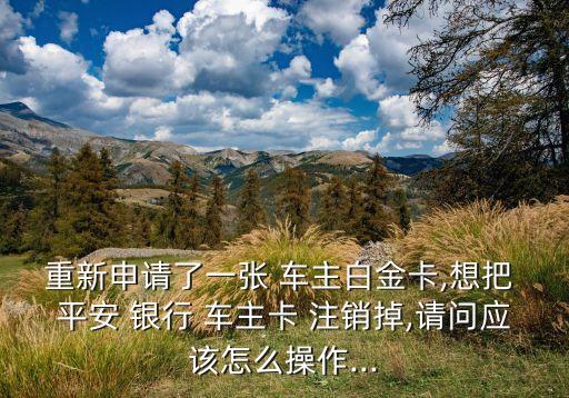 重新申請(qǐng)了一張 車主白金卡,想把 平安 銀行 車主卡 注銷掉,請(qǐng)問應(yīng)該怎么操作...