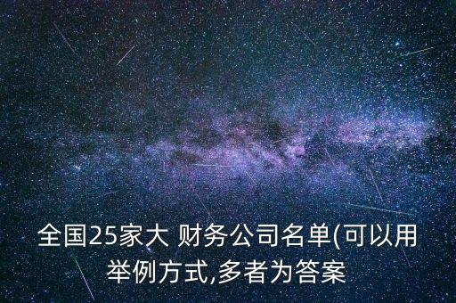 全國25家大 財務公司名單(可以用舉例方式,多者為答案