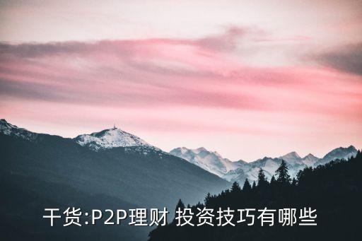 p2p投資信息,P2P投資平臺(tái)