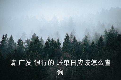 請 廣發(fā) 銀行的 賬單日應(yīng)該怎么查詢