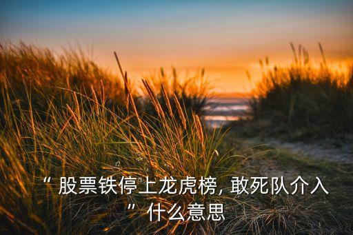 “ 股票鐵停上龍虎榜, 敢死隊(duì)介入”什么意思