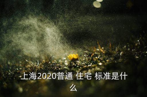  上海2020普通 住宅 標(biāo)準(zhǔn)是什么