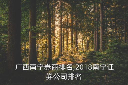  廣西南寧券商排名,2018南寧證券公司排名