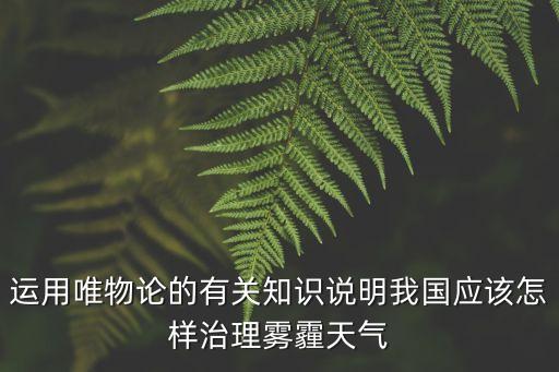 運用唯物論的有關知識說明我國應該怎樣治理霧霾天氣